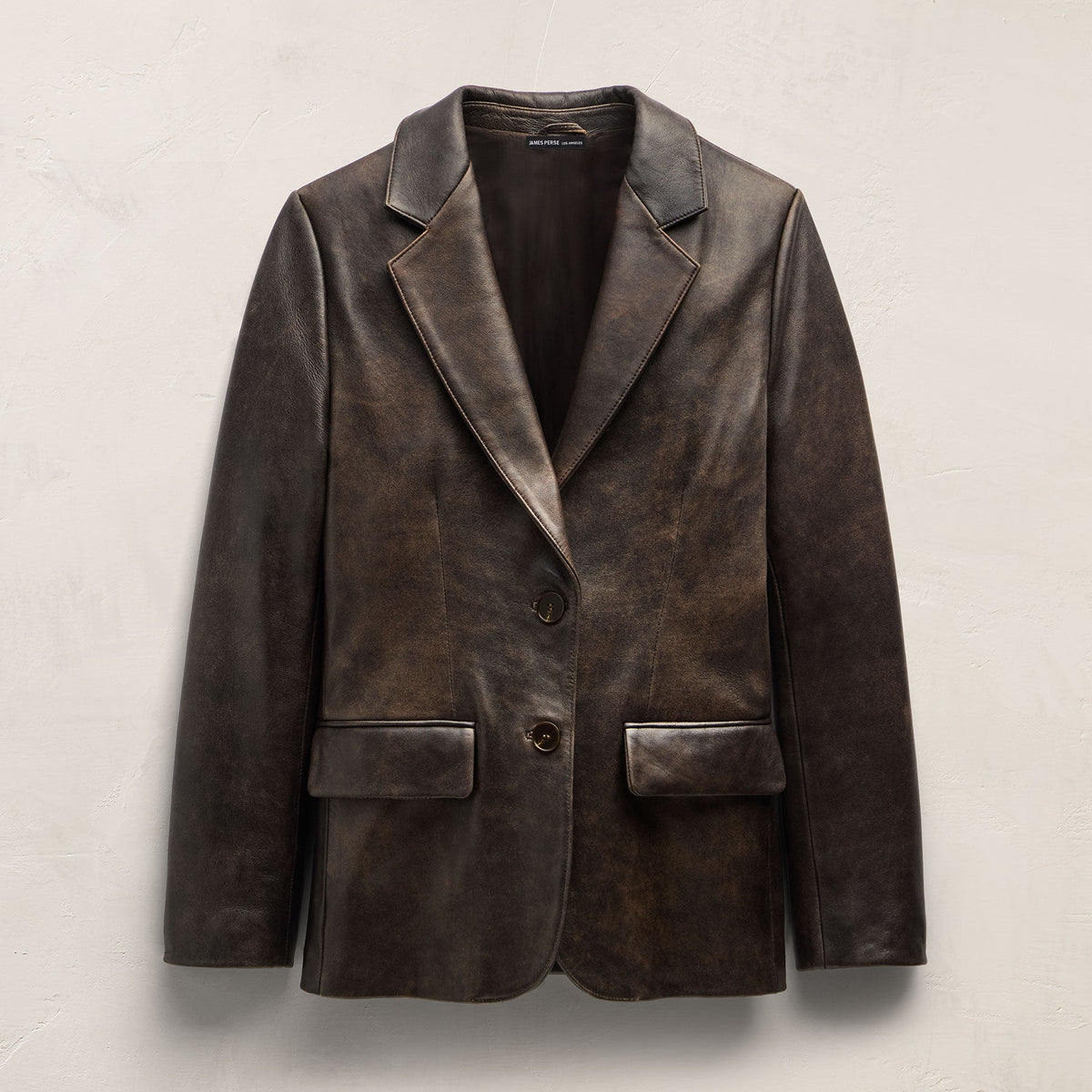 Leather Relaxed Blazer - Distressed Brown