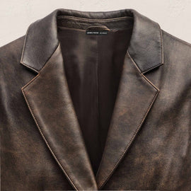 Leather Relaxed Blazer - Distressed Brown