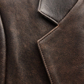 Leather Relaxed Blazer - Distressed Brown