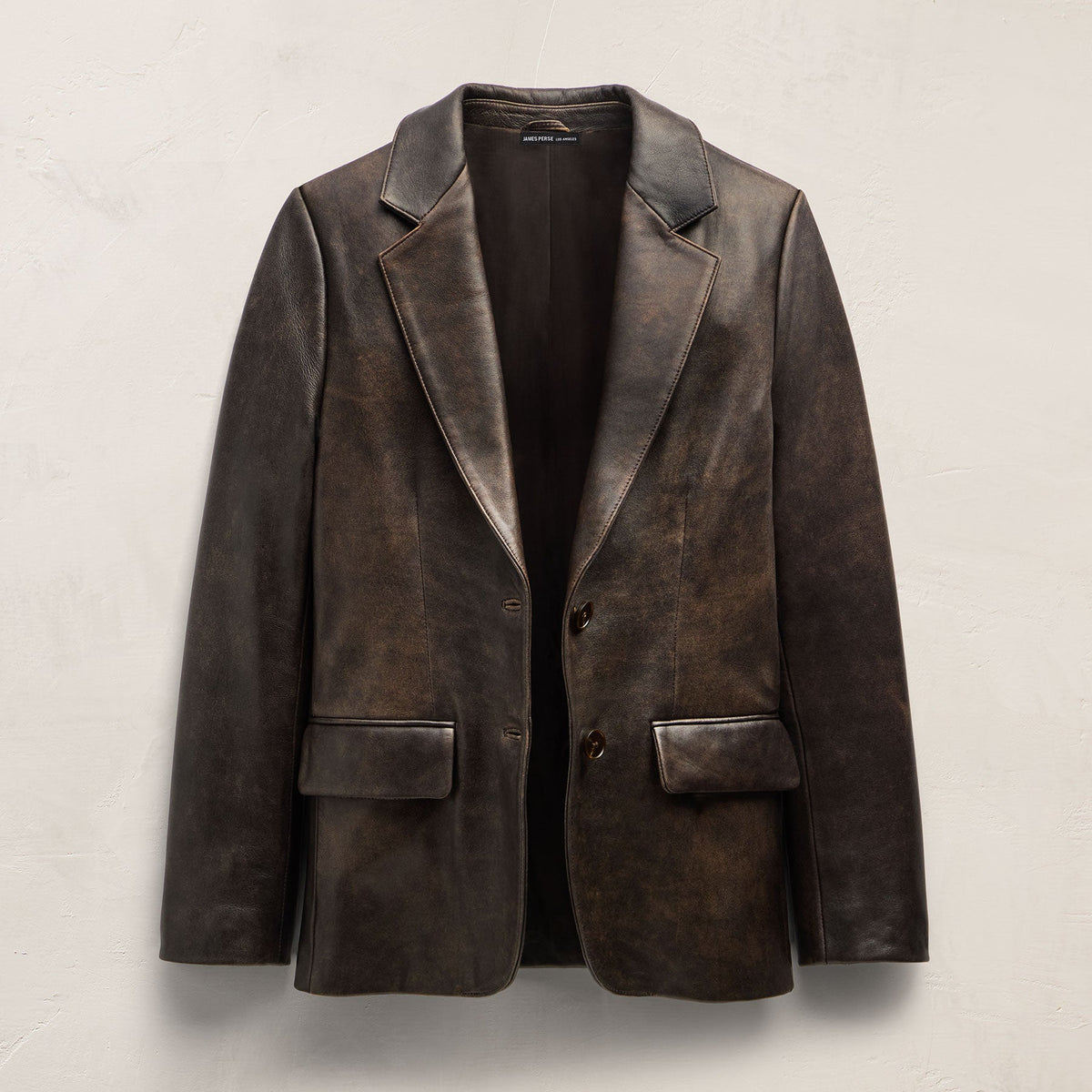 Leather Relaxed Blazer - Distressed Brown
