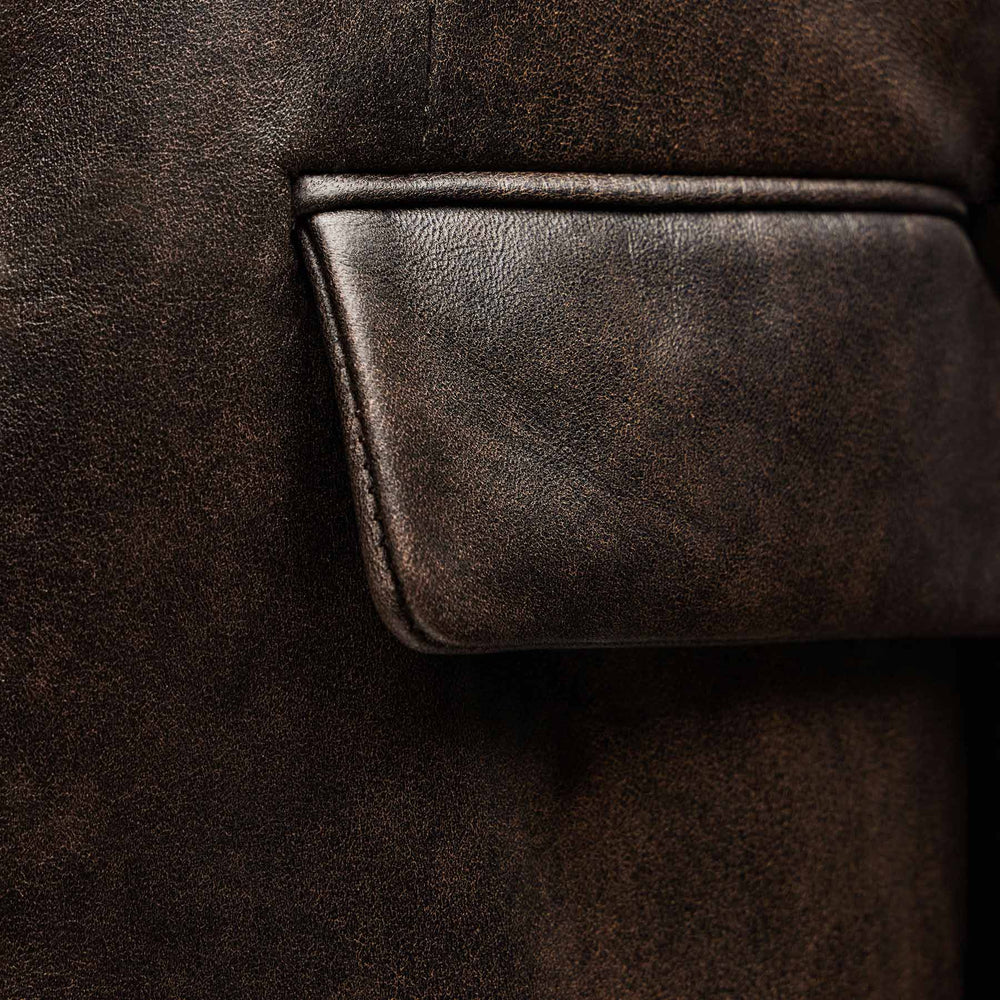 Leather Relaxed Blazer - Distressed Brown