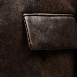 Leather Relaxed Blazer - Distressed Brown