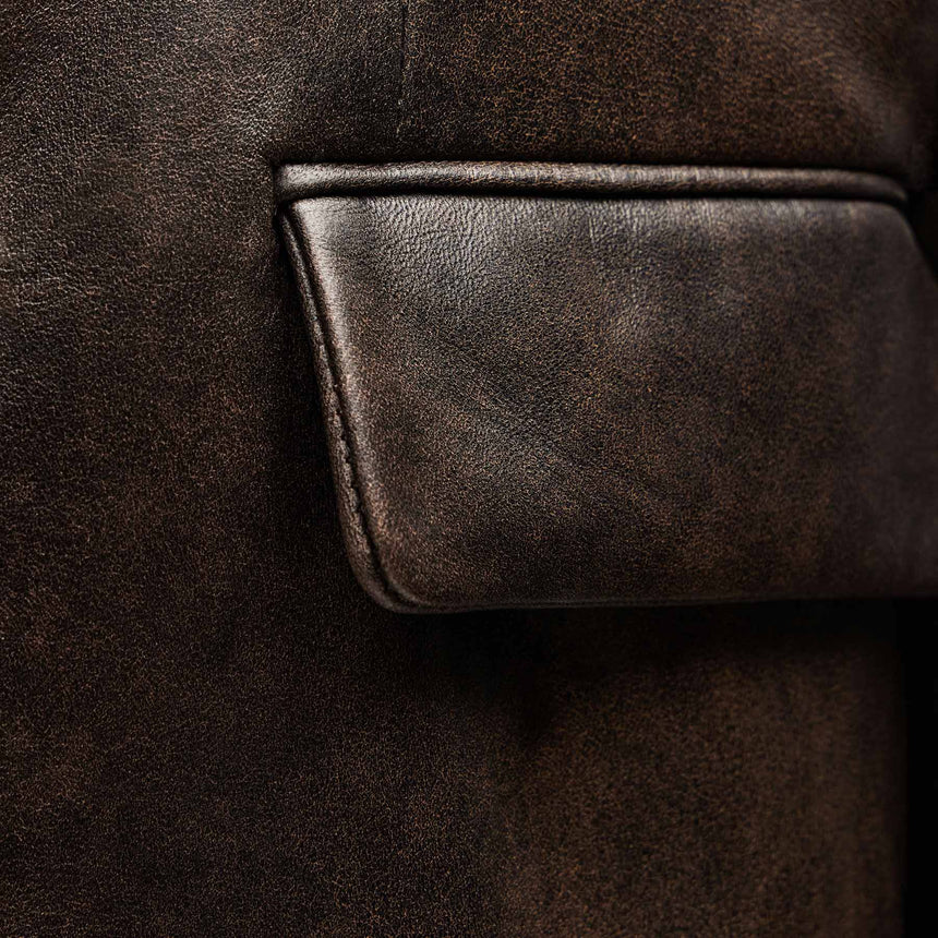 Leather Relaxed Blazer - Distressed Brown