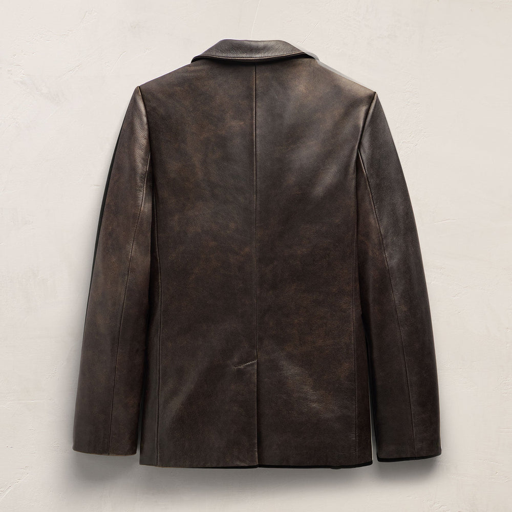 Leather Relaxed Blazer - Distressed Brown