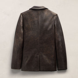 Leather Relaxed Blazer - Distressed Brown