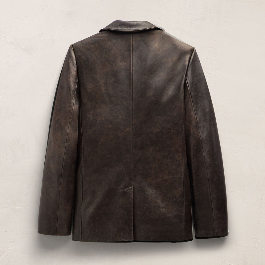 Leather Relaxed Blazer - Distressed Brown