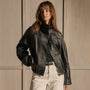 Leather Funnel Neck Jacket - Black | James Perse Los Angeles