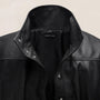 Leather Funnel Neck Jacket - Black | James Perse Los Angeles