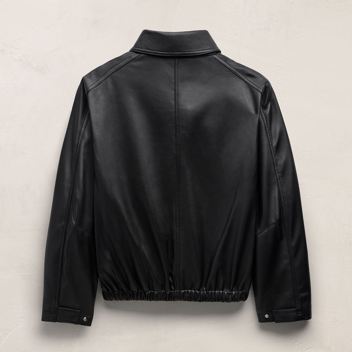Leather Funnel Neck Jacket - Black | James Perse Los Angeles