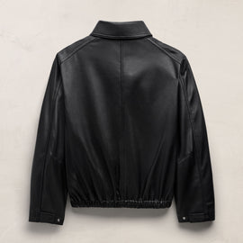 Leather Funnel Neck Jacket - Black | James Perse Los Angeles