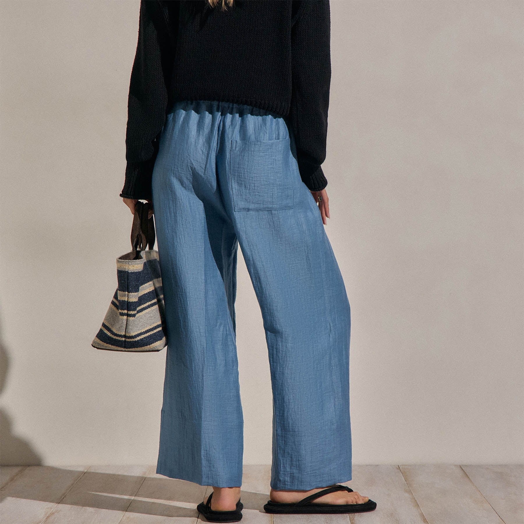 Linen Wide Cuff Pant in Blue Hyacinth | James Perse Los Angeles