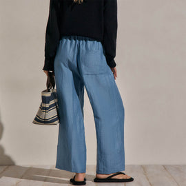 Linen Wide Cuff Pant in Blue Hyacinth | James Perse Los Angeles