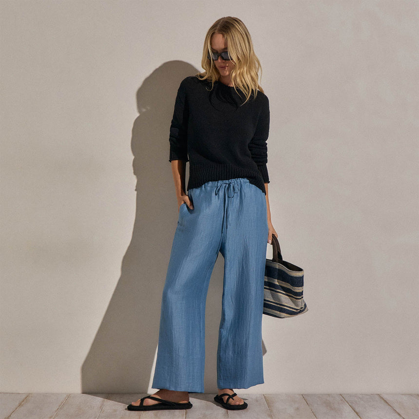 Linen Wide Cuff Pant in Blue Hyacinth | James Perse Los Angeles