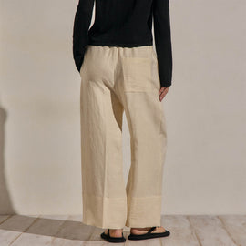 Linen Wide Cuff Pant in Ecru | James Perse Los Angeles