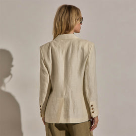 Crinkle Linen Relaxed Blazer in Ecru | James Perse Los Angeles