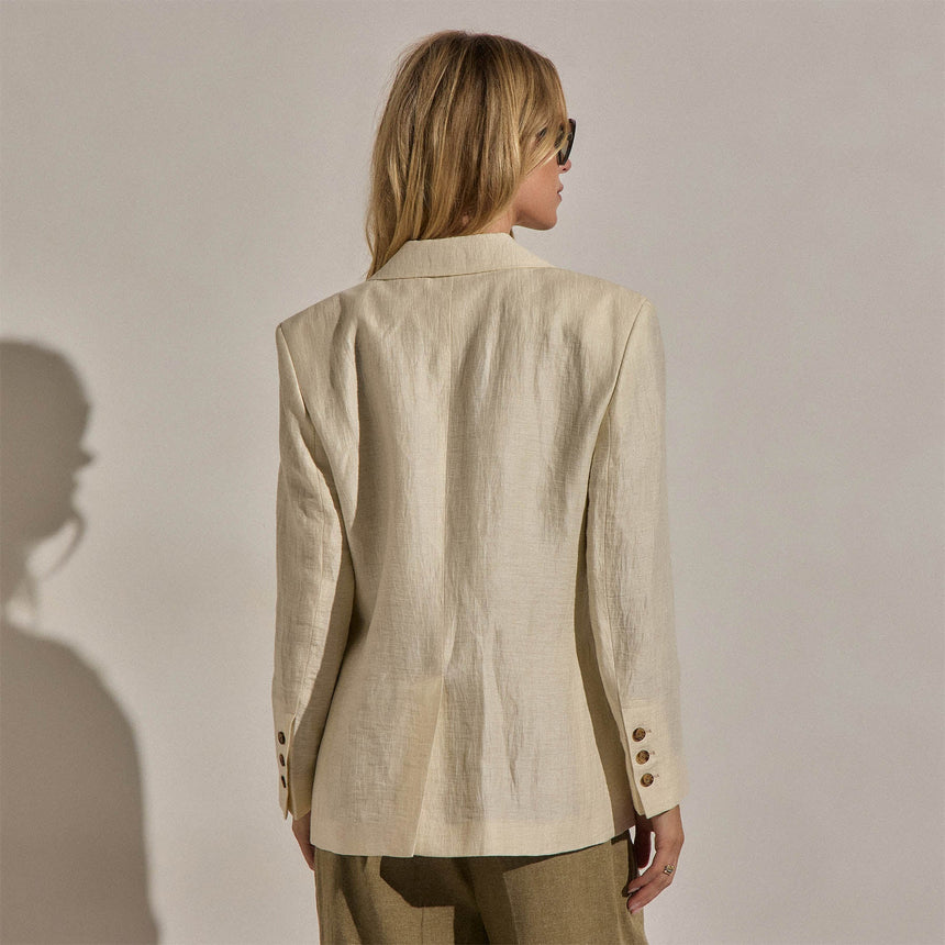 Crinkle Linen Relaxed Blazer in Ecru | James Perse Los Angeles