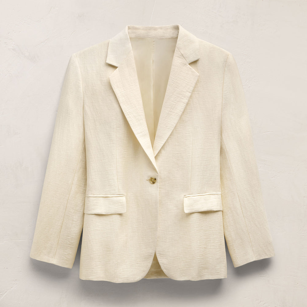 Crinkle Linen Relaxed Blazer in Ecru | James Perse Los Angeles