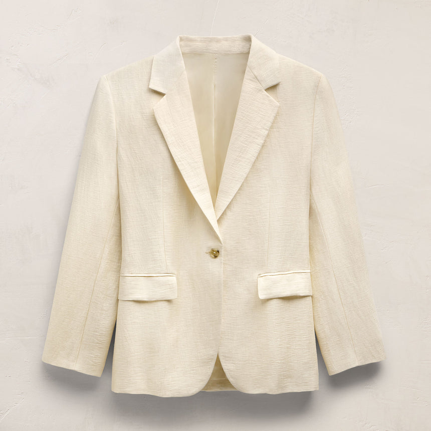 Crinkle Linen Relaxed Blazer in Ecru | James Perse Los Angeles