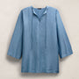 Textured Linen Tie Front Tunic Dress in Blue Hyacinth | James Perse Los Angeles