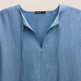 Textured Linen Tie Front Tunic Dress in Blue Hyacinth | James Perse Los Angeles