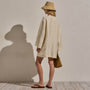 Textured Linen Tie Front Tunic Dress in Ecru | James Perse Los Angeles