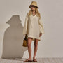Textured Linen Tie Front Tunic Dress in Ecru | James Perse Los Angeles