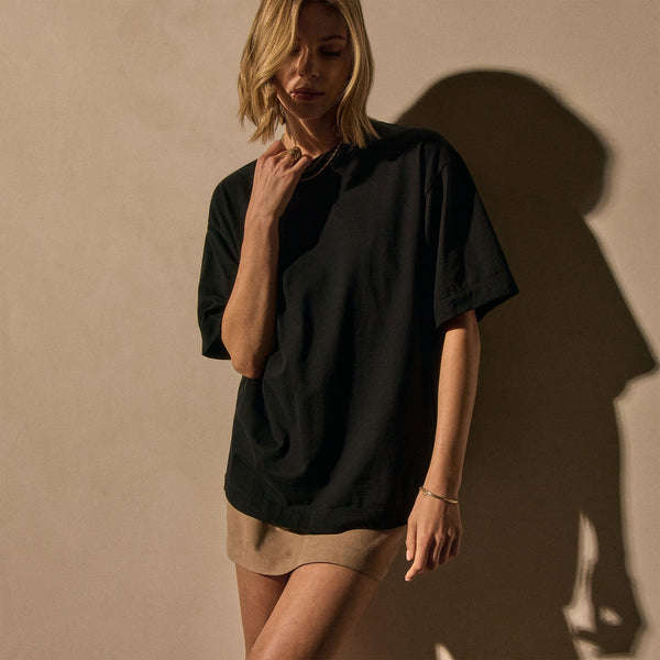 Heavy Luxe Jersey Oversized Tee in Black | James Perse Los Angeles