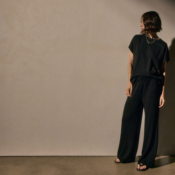 Heavy Luxe Jersey Cap Sleeve Tee in Black | James Perse Los Angeles