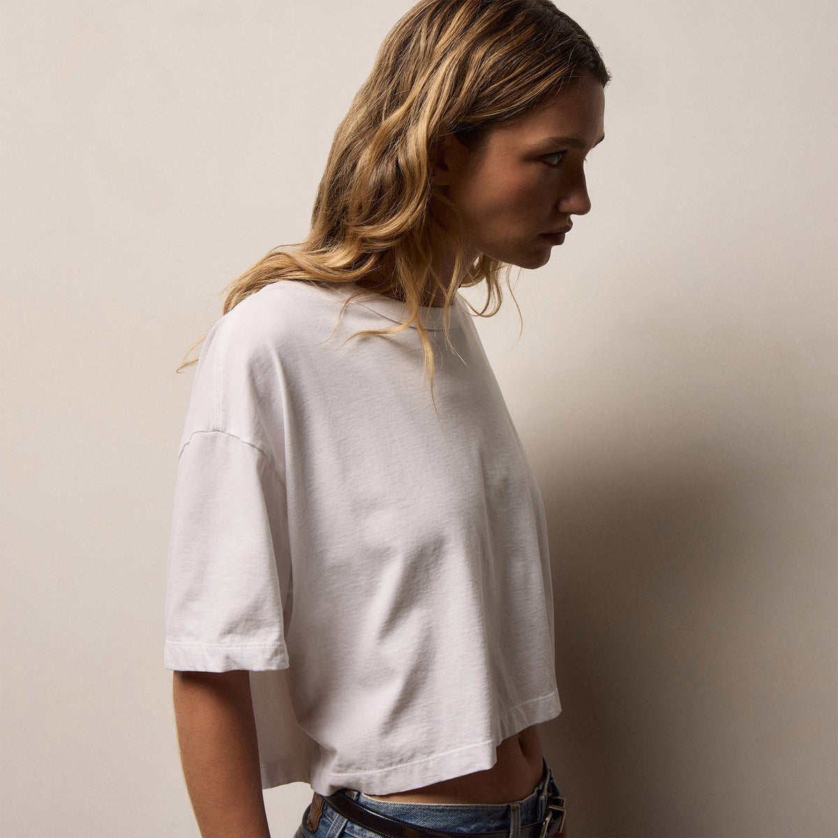 Heavy Luxe Jersey Shrunken Tee In White | James Perse Los Angeles