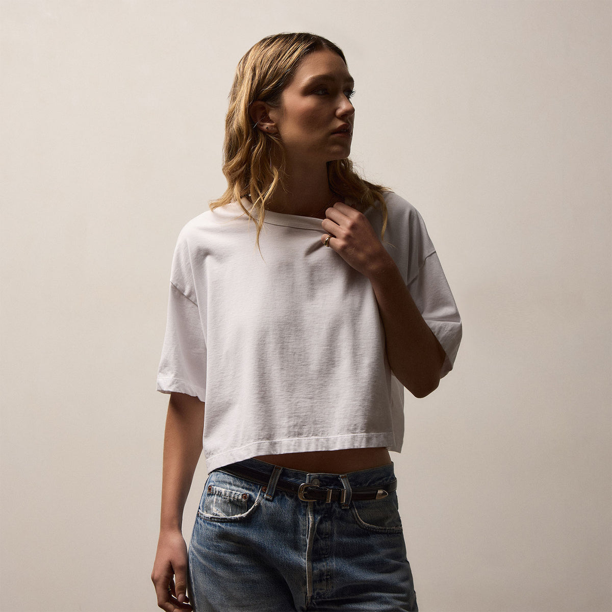 Heavy Luxe Jersey Shrunken Tee In White | James Perse Los Angeles