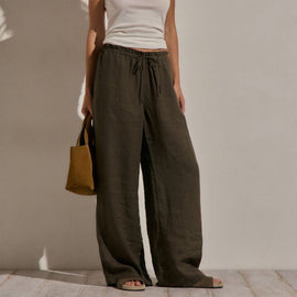 Linen Pant in Army Green | James Perse Los Angeles