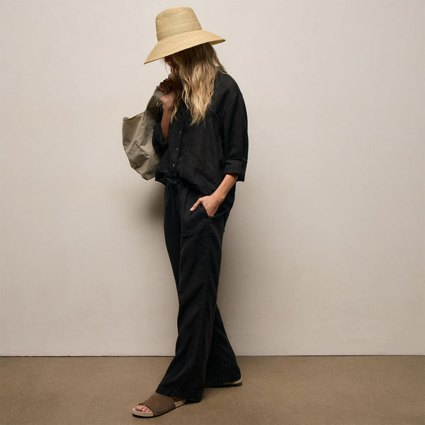 Linen Pant in Black | James Perse Los Angeles
