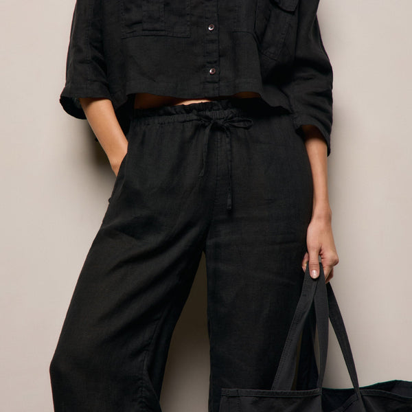 Linen Pant in Black | James Perse Los Angeles