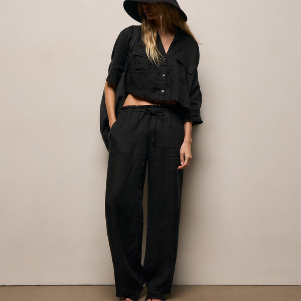 Linen Pant in Black | James Perse Los Angeles