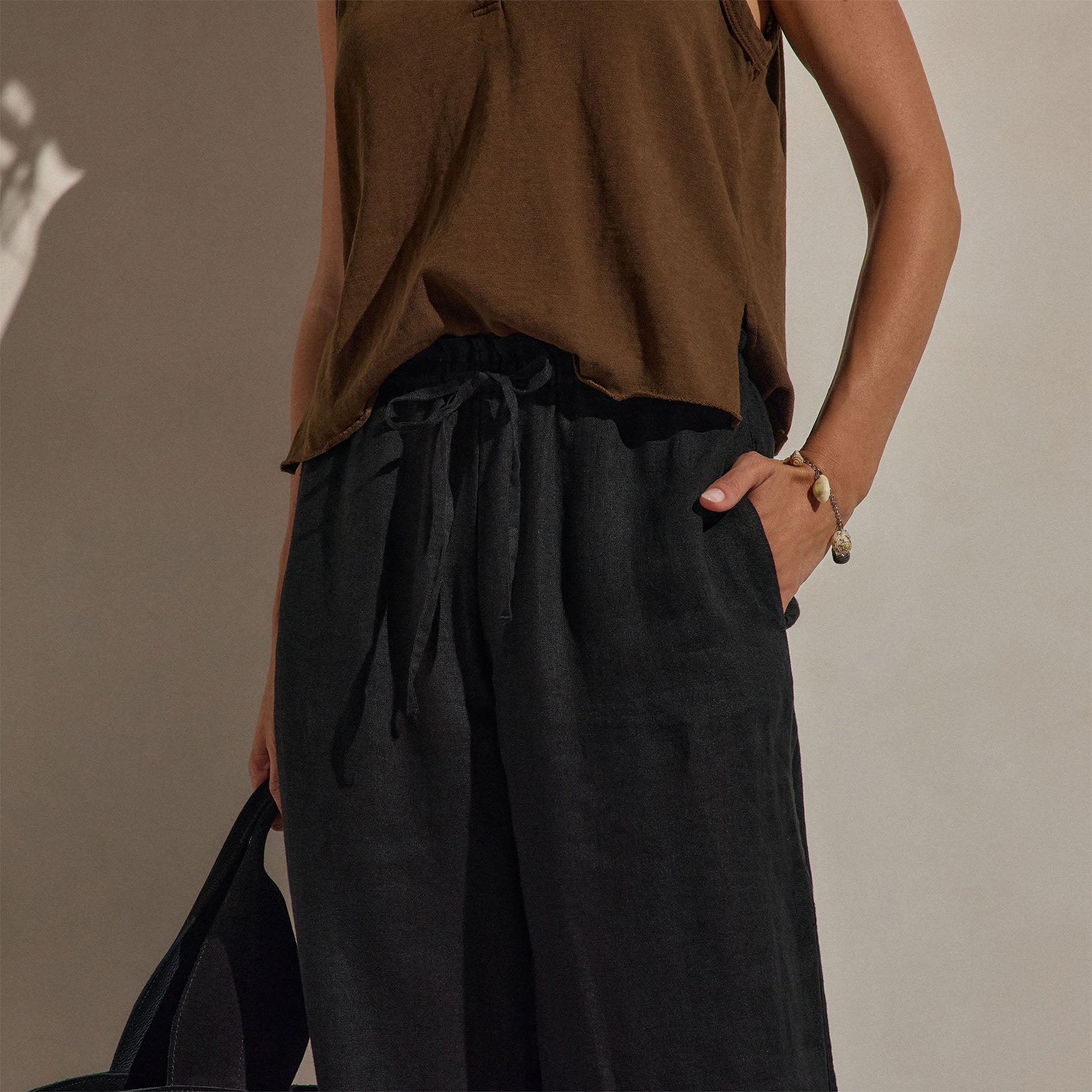 Linen Pant in Black | James Perse Los Angeles