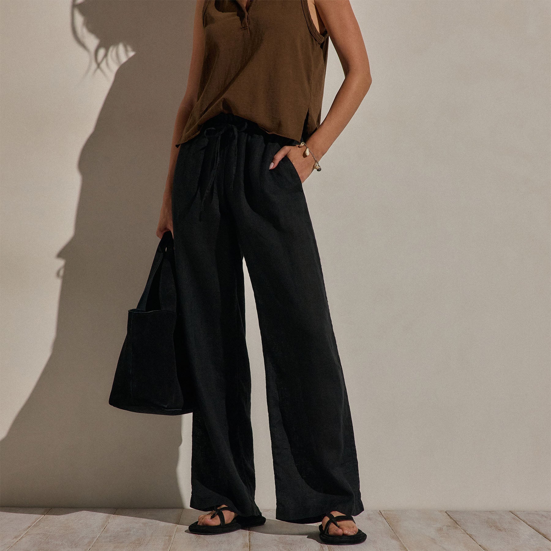Linen Pant in Black | James Perse Los Angeles