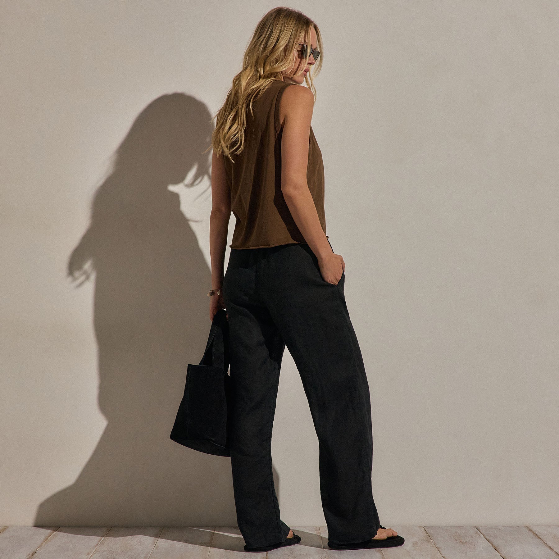 Linen Pant in Black | James Perse Los Angeles