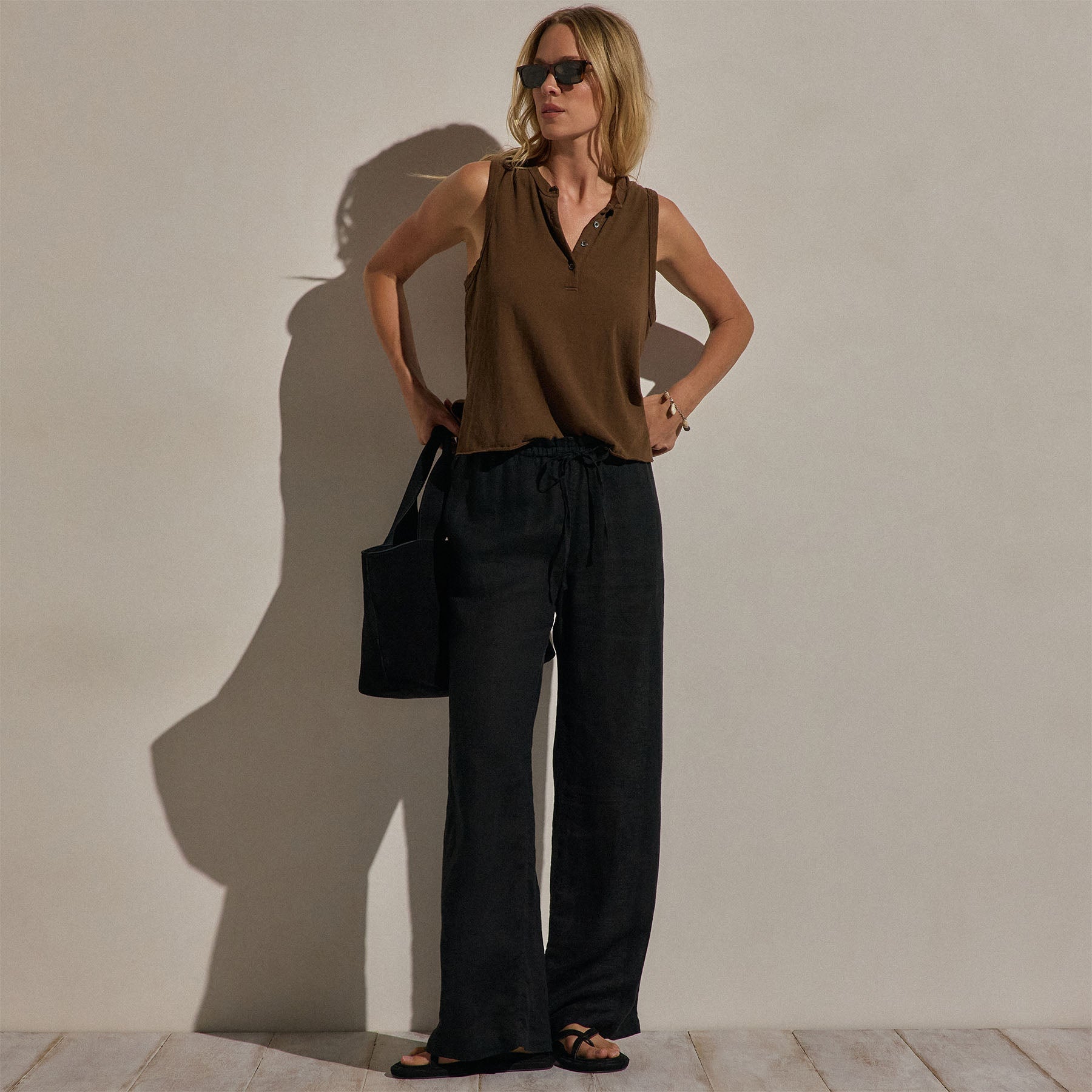 Linen Pant in Black | James Perse Los Angeles