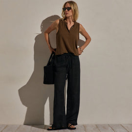Linen Pant in Black | James Perse Los Angeles