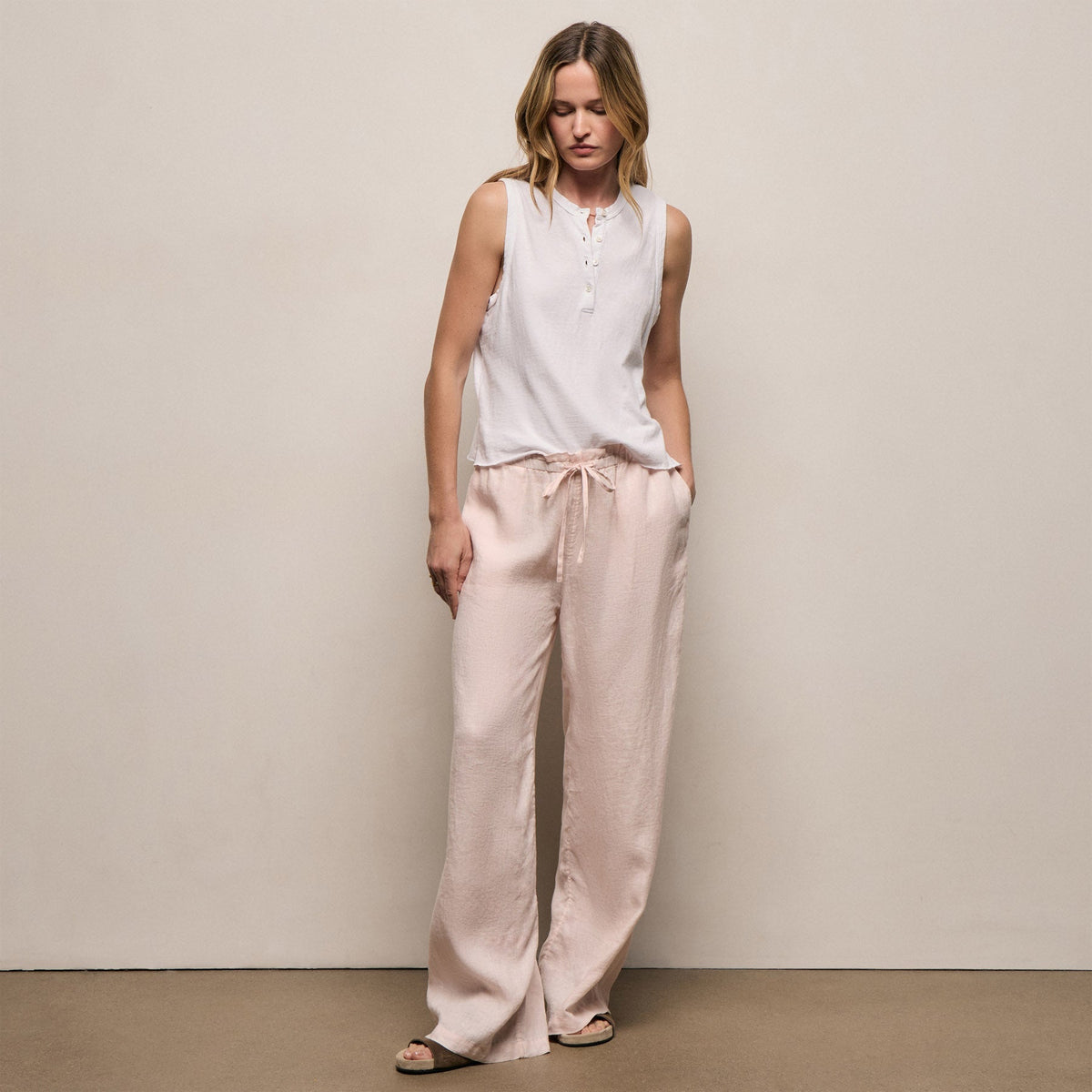 Linen Pant in Light Rose Quartz | James Perse Los Angeles