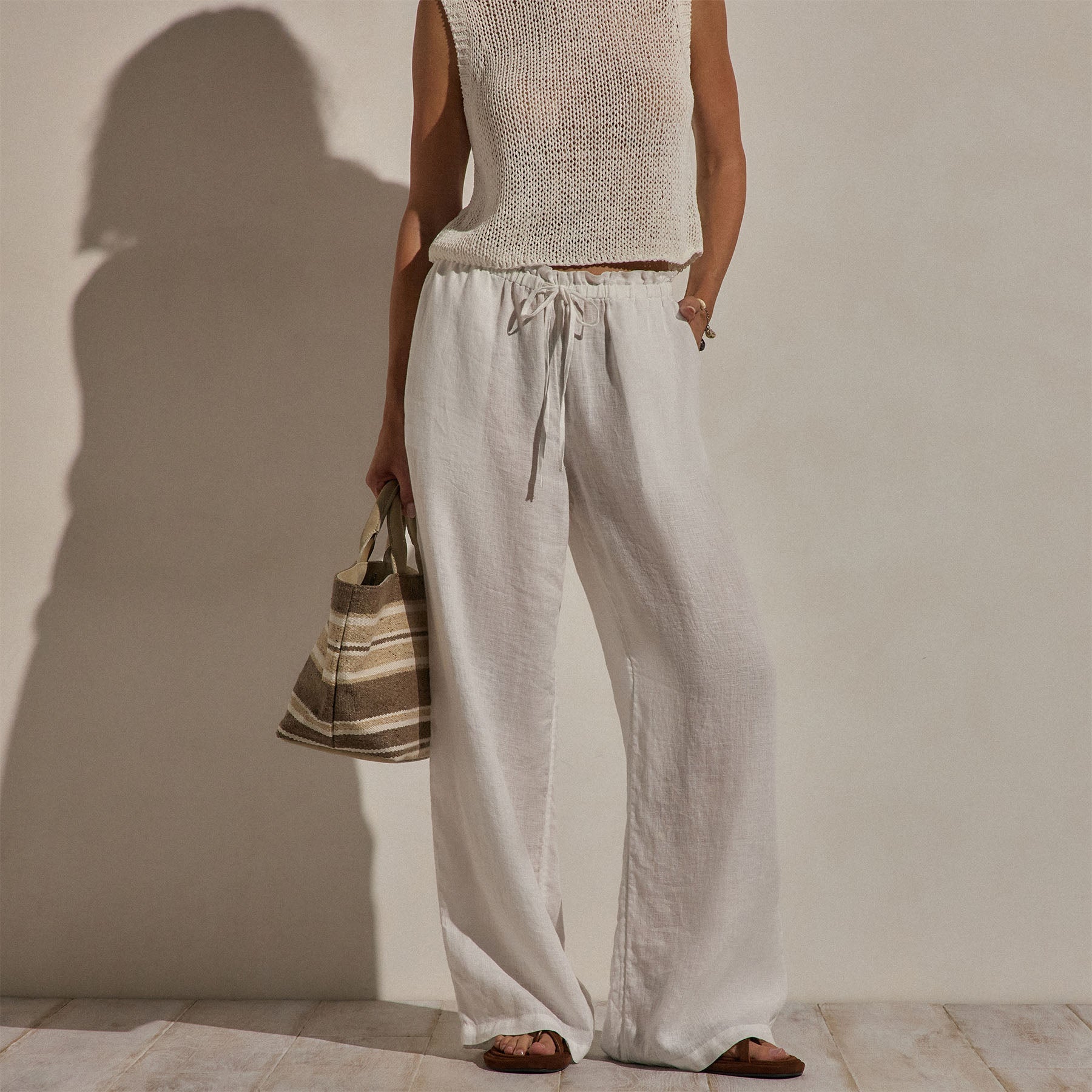 Linen Pant in White | James Perse Los Angeles