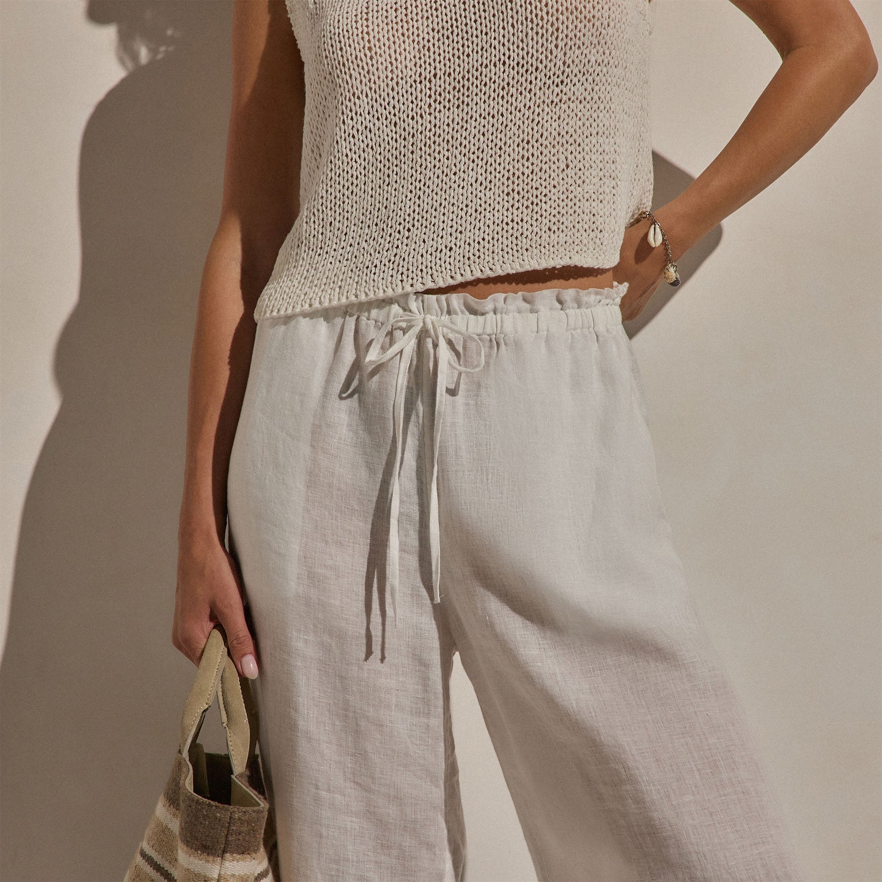 Linen Pant in White | James Perse Los Angeles