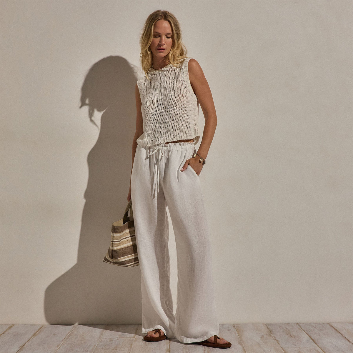 Linen Pant in White | James Perse Los Angeles