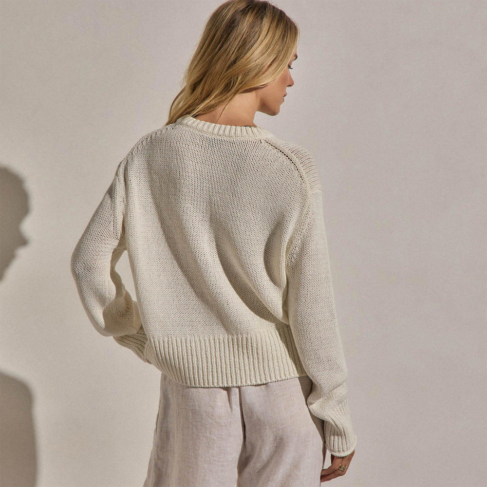 Textured Linen Cotton Sweater - Off White
