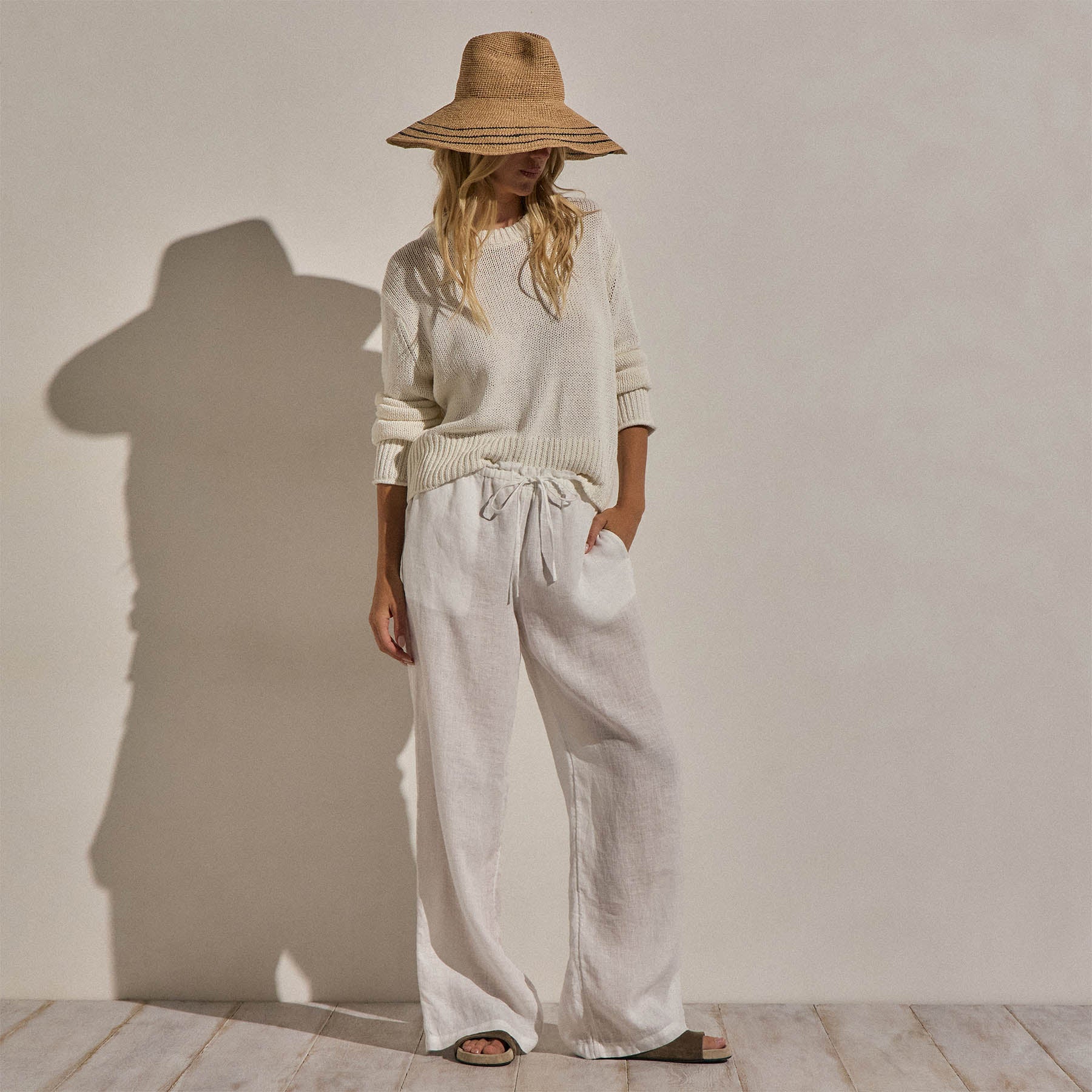 Linen Pant in White | James Perse Los Angeles