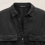 Linen Cropped Pocket Shirt in Black | James Perse Los Angeles