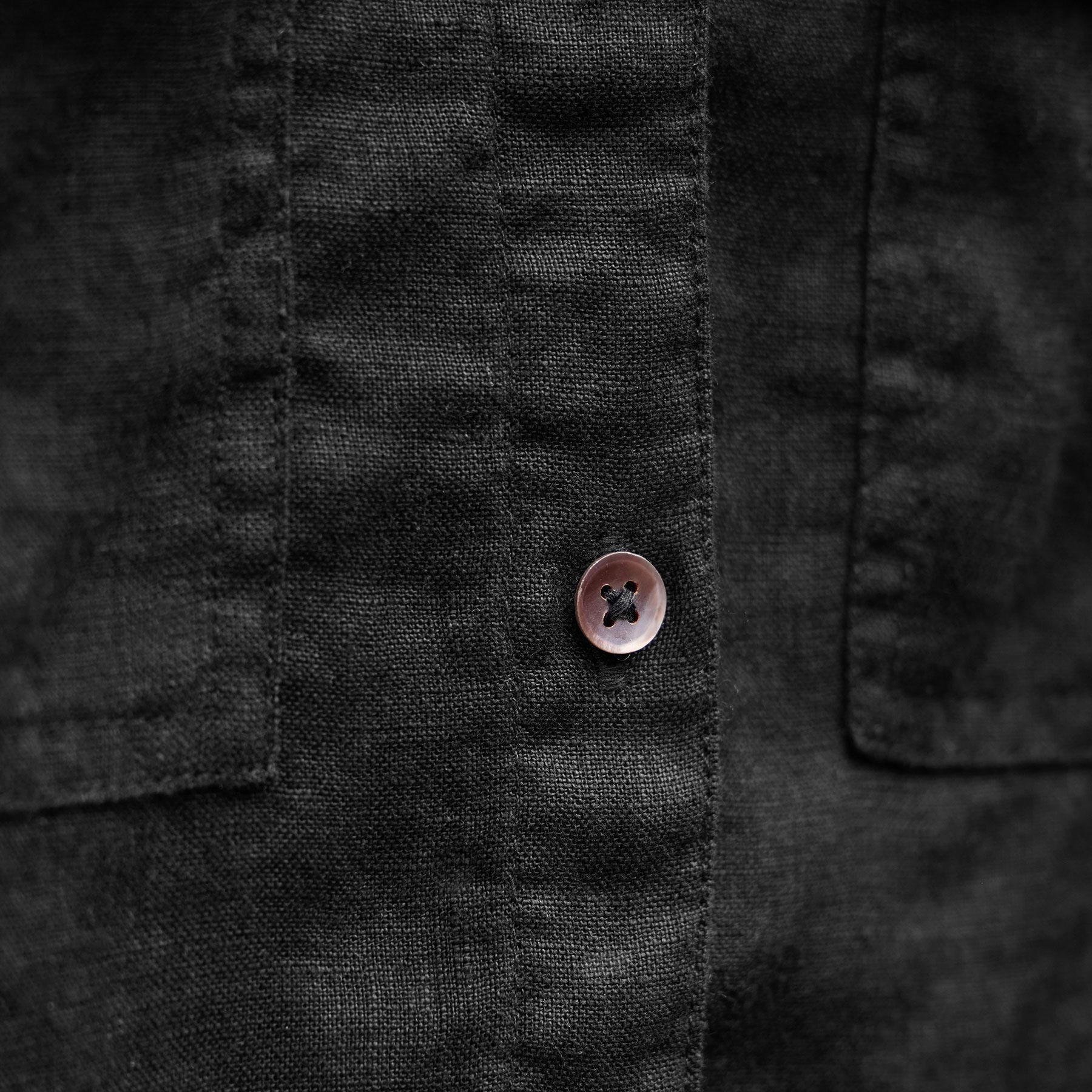 Linen Cropped Pocket Shirt - Black | James Perse Los Angeles