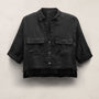 Linen Cropped Pocket Shirt in Black | James Perse Los Angeles