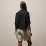 Linen Cropped Pocket Shirt in Black | James Perse Los Angeles
