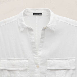 Linen Cropped Pocket Shirt in White | James Perse Los Angeles